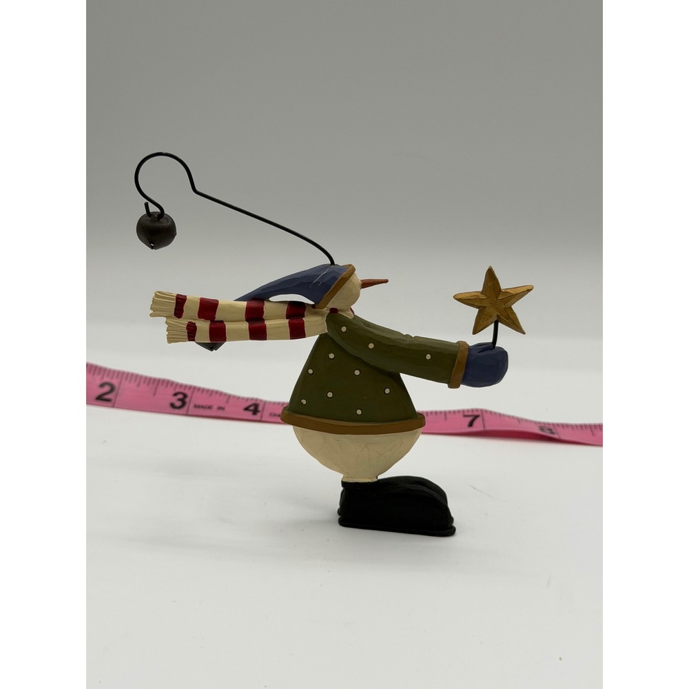 Williraye Studio Folk Art Snowman Figurine Christmas Star Bells WW2416 - Picture 3 of 3